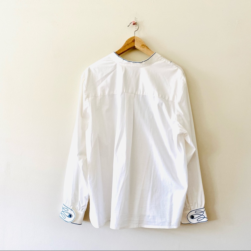 Vintage Bob Mackie white embroidered blouse XL - Picture 4 of 6